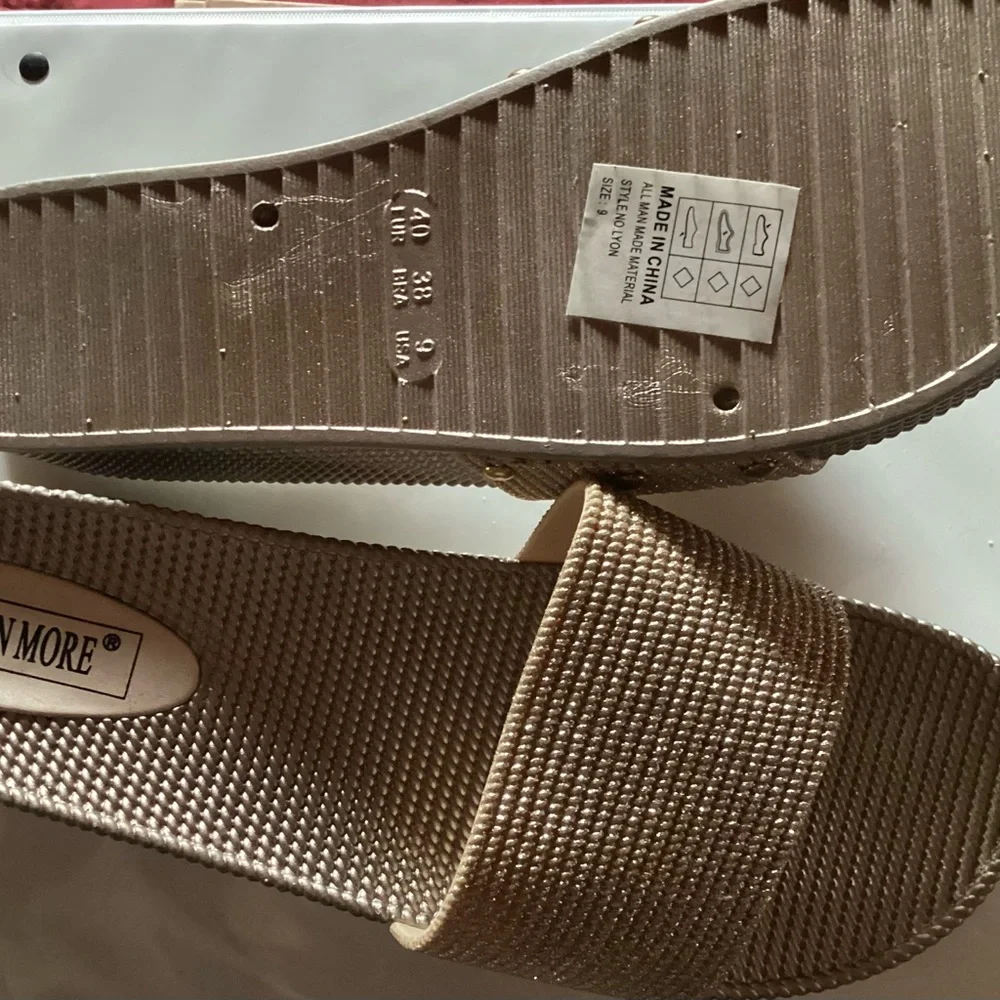 Ann More gold sparkle slip on sandals
